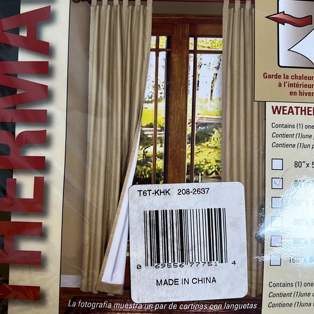 Thermalogic Energy Efficient Insulated Tab Top Curtains Khaki Read descr… - Picture 4 of 5